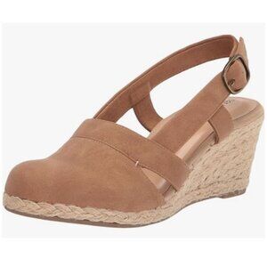 Easy Street Women's Stargaze Espadrille Wedge Sandal Faux Leather Tan Sz 11M NWB